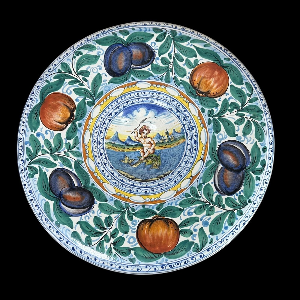 Handpainted Italian  IMA Ceramiche Artistiche 16" Wall Art / Centerpiece Vintage
